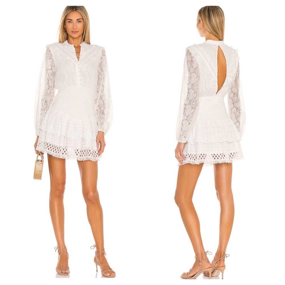 New Hemant And Nandita White Fiona Mini Dress Size S